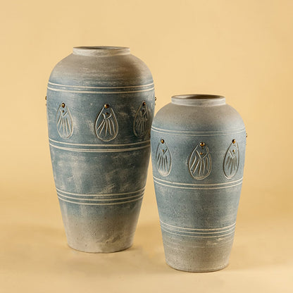 sky stone terracotta vase medium grouped