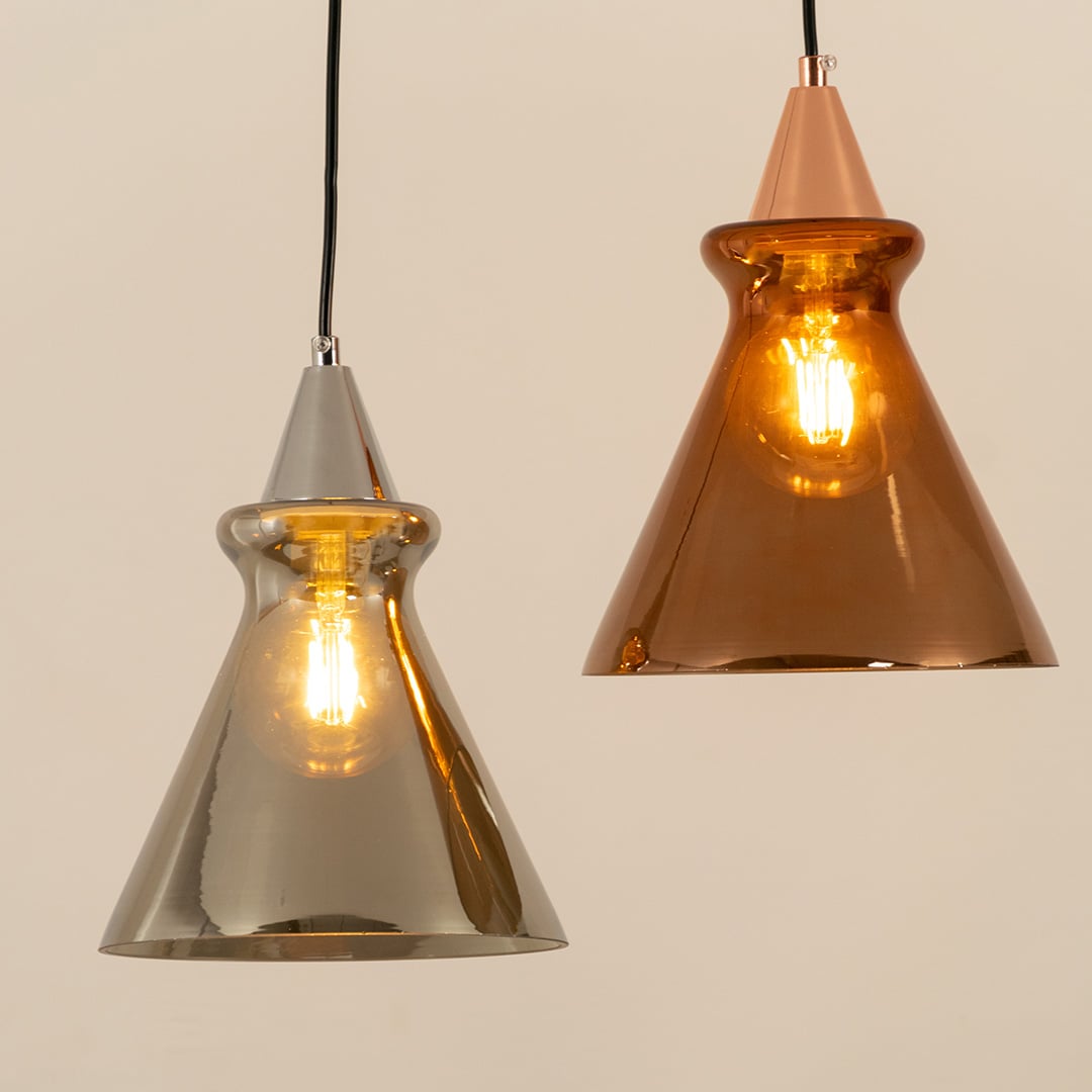 Smithfield Metal Pendant Light Rose Gold Grouped
