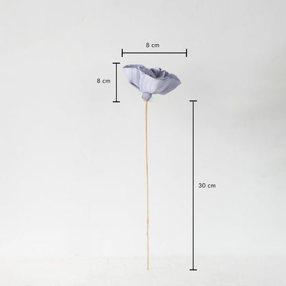 Purple dried flower stem with 30 cm height and 8 cm width shown on white background for modern home decoration.