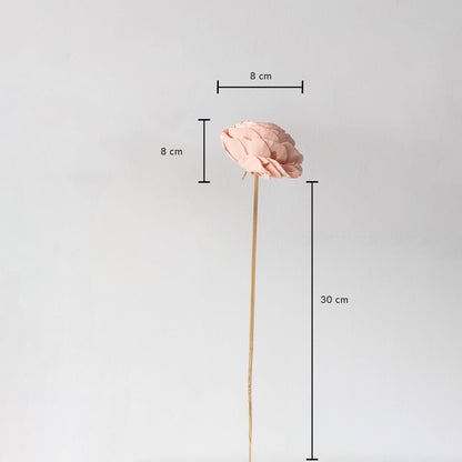 Peach sola flower with stem showing size dimensions of 30 cm height and 8 cm bloom diameter for artificial decor arrangements.