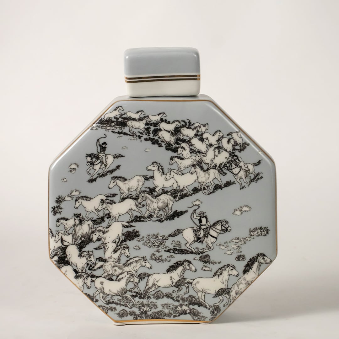 Ceramic jar adorned with scenic blue landscape artwork ideal for traditional handpainted décor adding depth beauty and artistry to classic interior styling with heritage appeal.