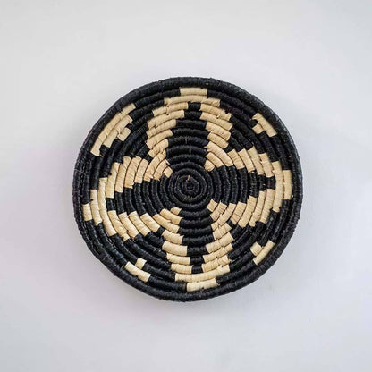 Starry Natural HandWoven Sabai Grass Wall Hanging Basket - Black
