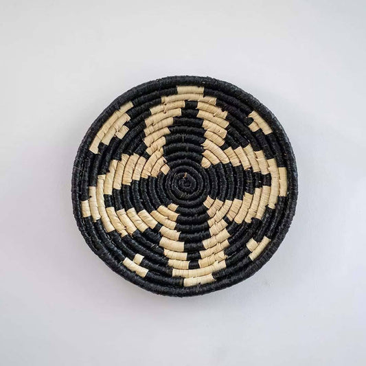 Starry Natural HandWoven Sabai Grass Wall Hanging Basket - Black