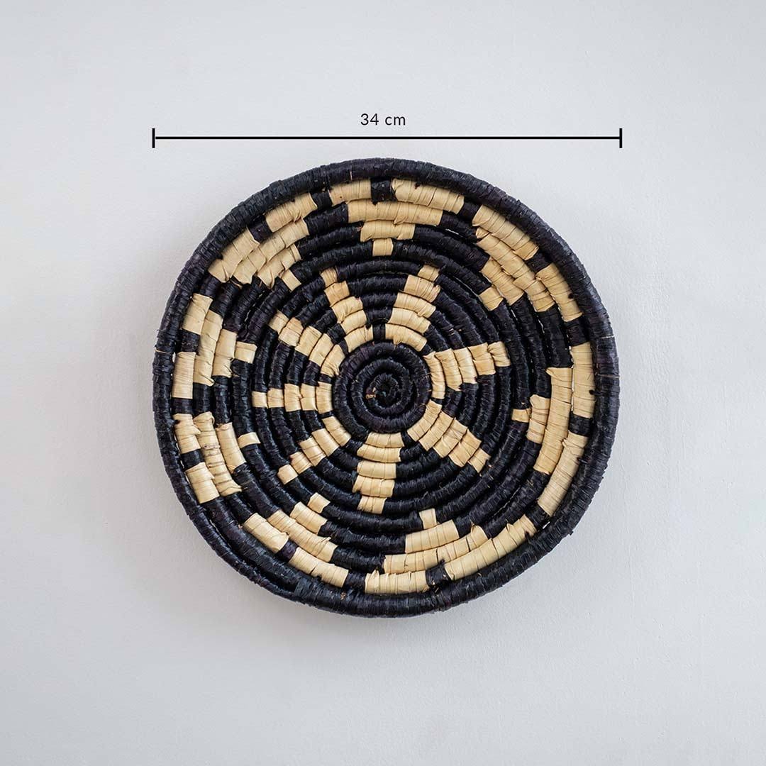 Starry Site Handwoven Sabai Grass Hanging Wall Basket - Black