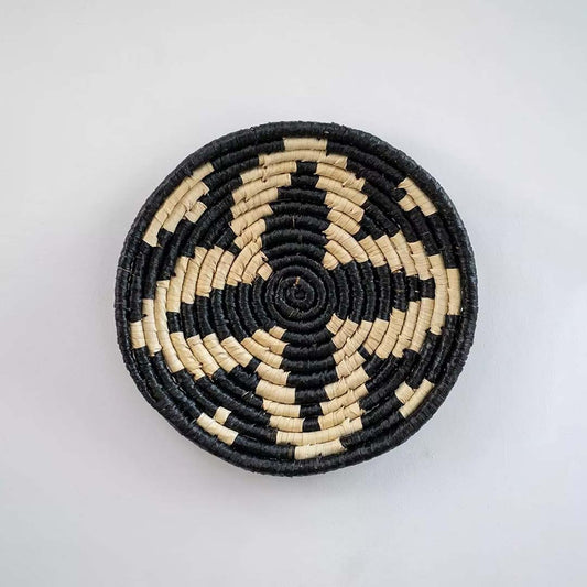 Starry Natural HandWoven Sabai Grass Wall Hanging Basket - Black