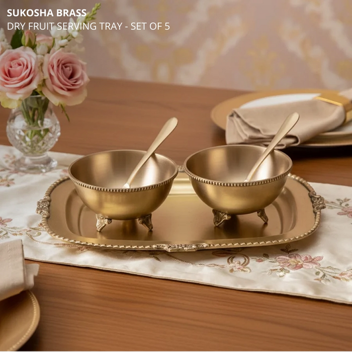 Sukosha Brass Dry Fruit Serving Tray - Set of 5