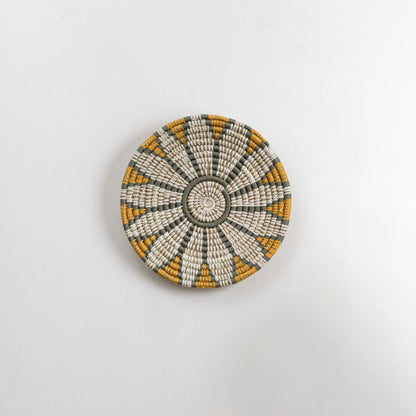 White decorative wall plate with gold floral mandala pattern for elegant wall styling and luxury home decor.