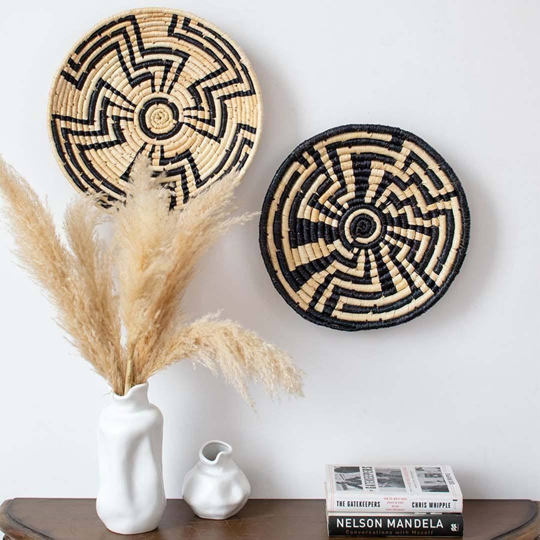 Tema Handwoven Sabai Grass Hanging Wall Basket Large - Beige