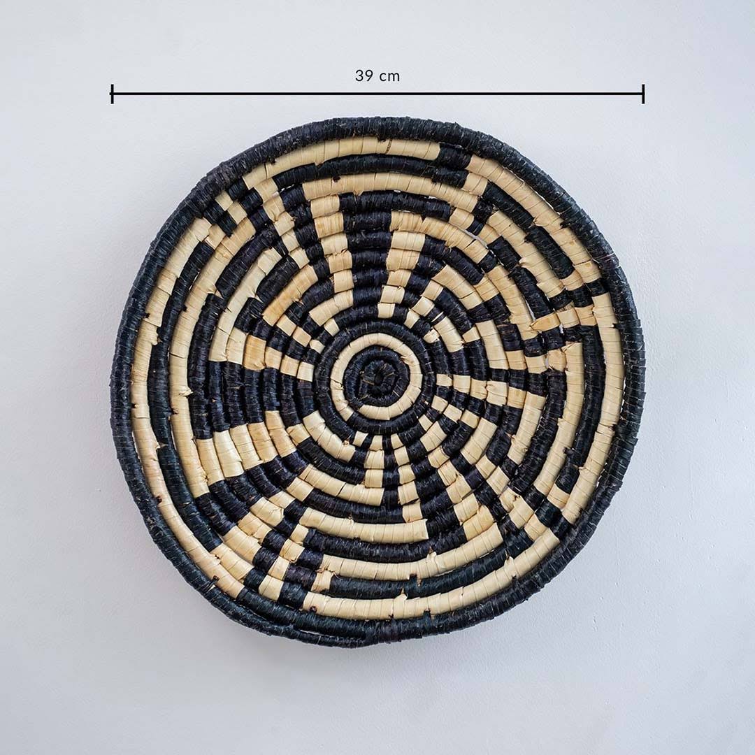 Tema Handwoven Sabai Grass Hanging Wall Basket Large - Black