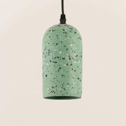 Terrazzo Cement Pendant Light Black Green Closeup