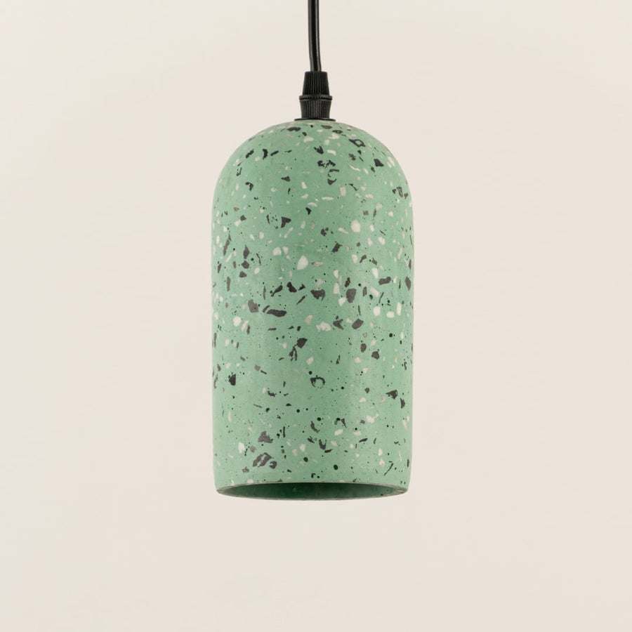Terrazzo Cement Pendant Light Black Green Closeup