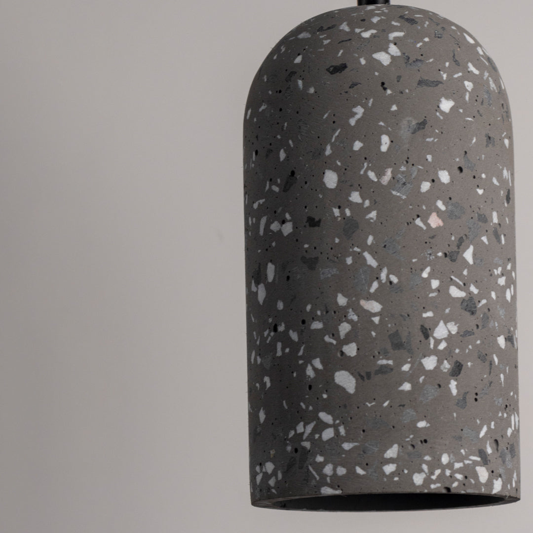 Terrazzo Cement Pendant Light - Black & Dark Grey