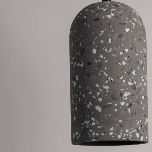 Terrazzo Cement Pendant Light - Black & Dark Grey