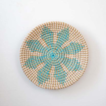 Theon Handwoven Sabai Grass Hanging Wall Basket - Sky Blue