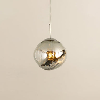 Smoky mirrored glass globe pendant light with reflective finish crafted for elegant modern interiors.