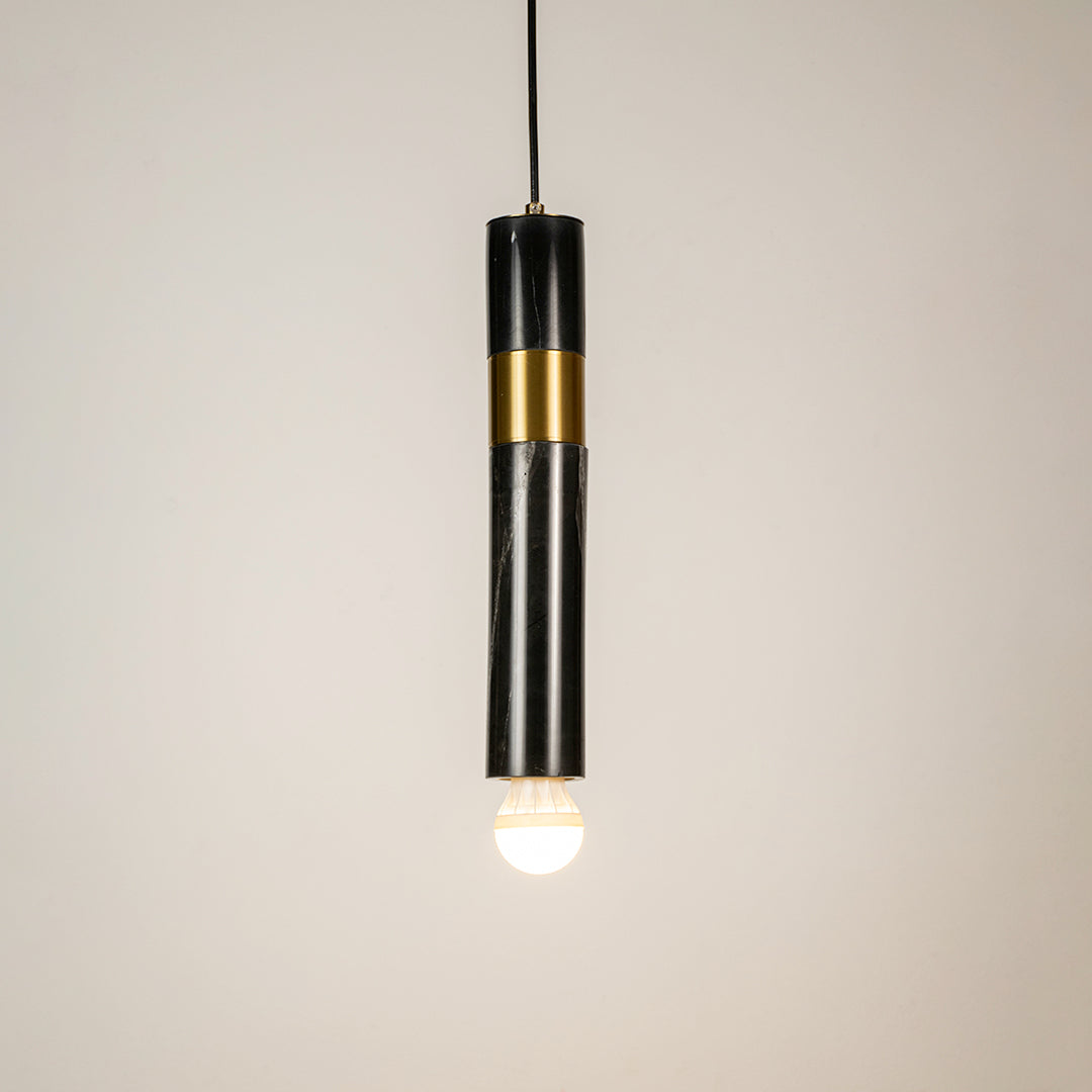 Trapezoid Marble Hanging Light - Black & Gold