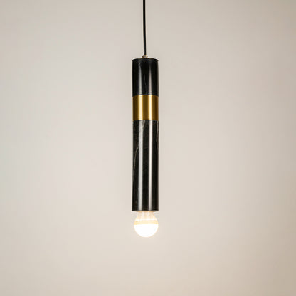 Trapezoid Marble Hanging Light - Black & Gold