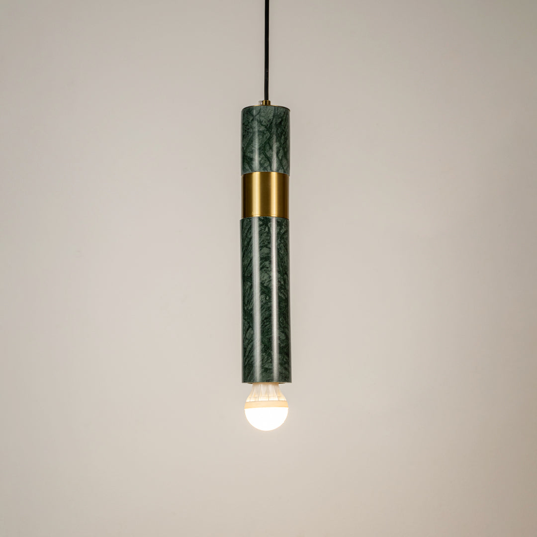 Trapezoid Marble Hanging Light - Green & Gold