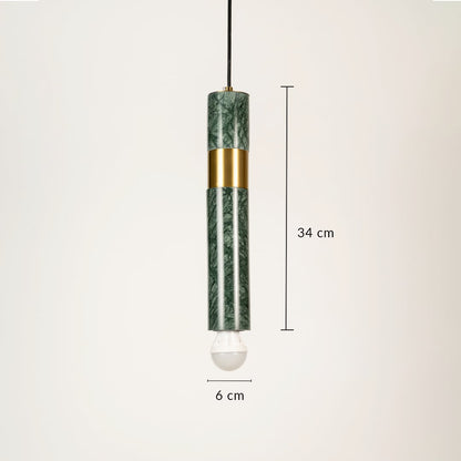 Green ribbed glass pendant light with gold metal cap showing 6 cm width and 34 cm height for elegant ceiling installation.