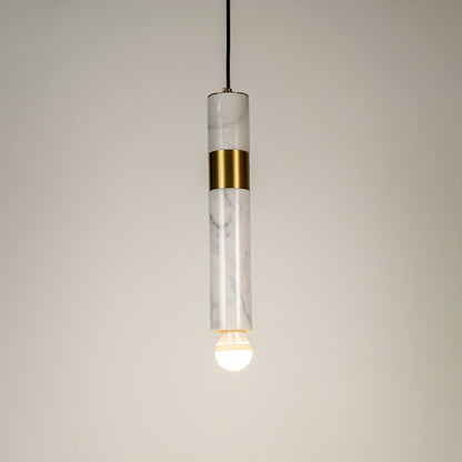 Trapezoid Marble Hanging Light - White & Gold