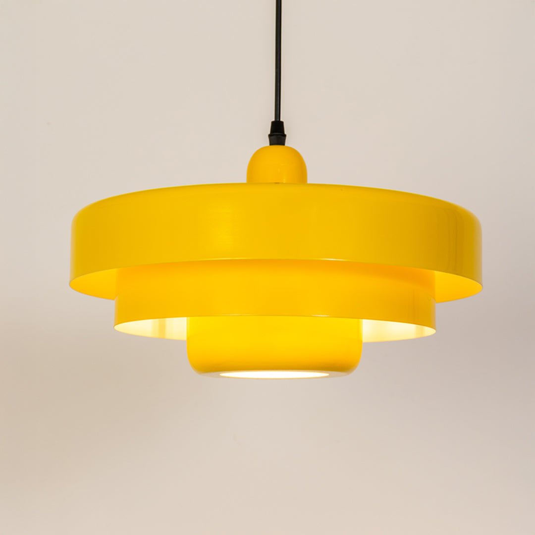 Triple Layer Disc Macaron Cake Pendant Light - Yellow