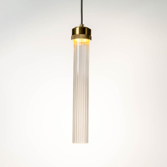Tube Pendant Light - Brass & Glass