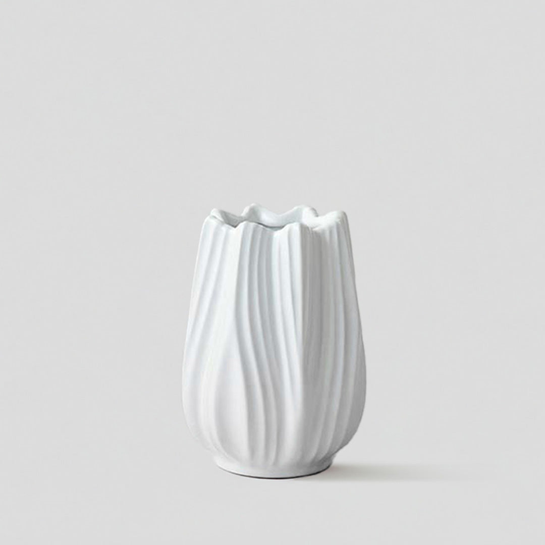 Tulip White Ceramic Flower Vase - Large