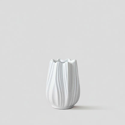 Tulip White Ceramic Flower Vase - Small