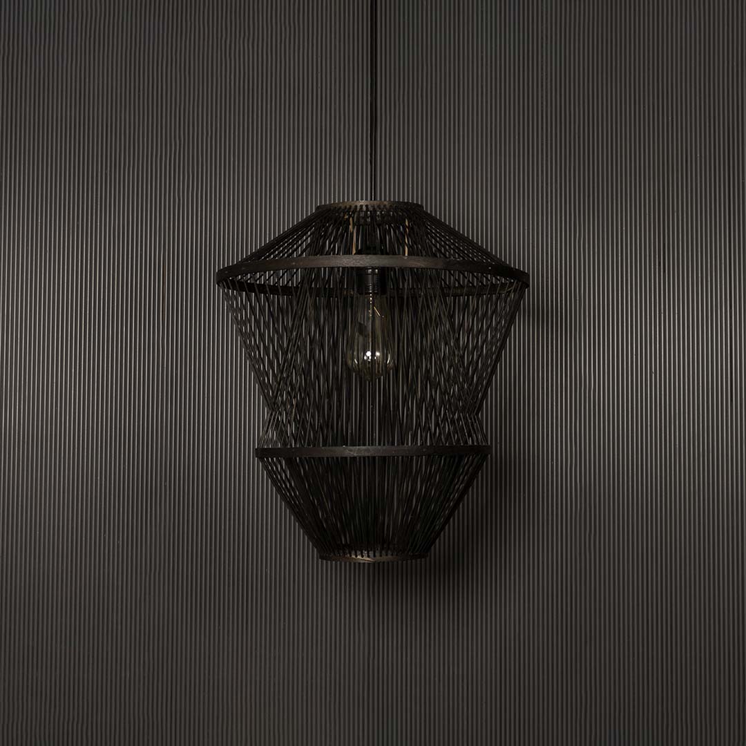 Twinkle Twigs Bamboo Lamp Light Off Black Background
