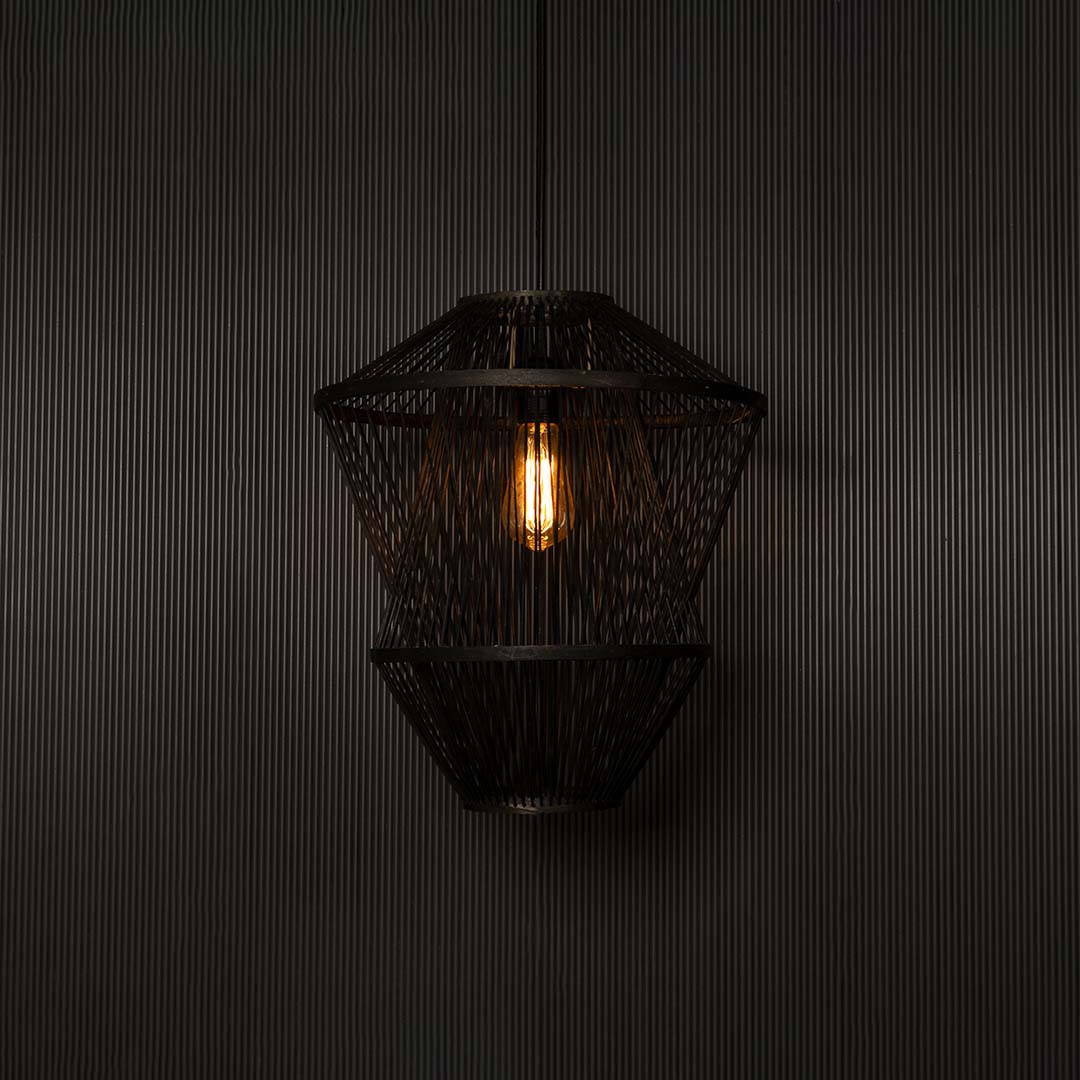 Twinkle Twigs Bamboo Lamp Light On Black Background