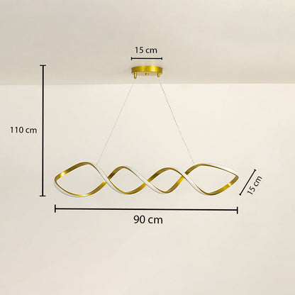 Dimension view of the chandelier showing 90 cm width 110 cm height 15 cm depth and a 15 cm ceiling plate on white background.