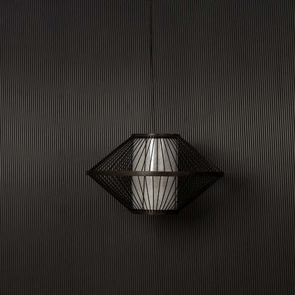 Ufo Bamboo Pendent Lamp Light Off Black Background