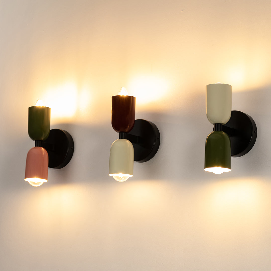Modern colorful wall light set with warm glow for stylish bedroom hallway and contemporary home decor spaces.