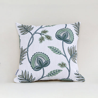 Verdant Chic Embroidered Cushion Cover