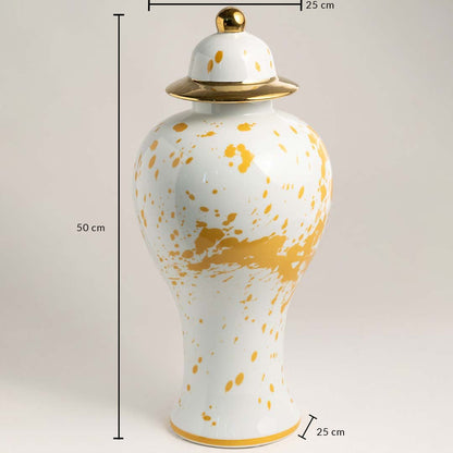 Vintage Oriental White Ceramic Jar - Large