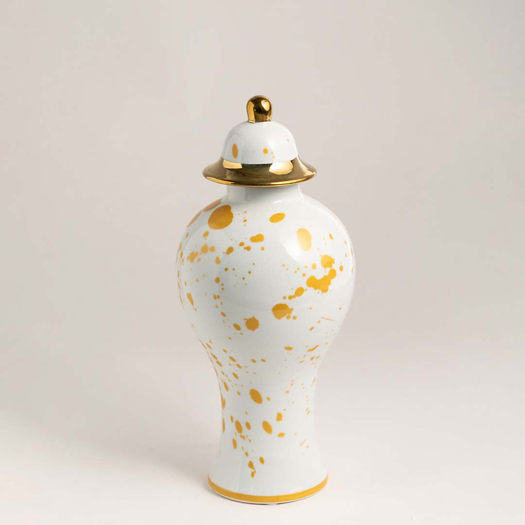Vintage Oriental White Ceramic Jar - Small