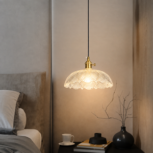 Holophane Pendant Lamp - Pointed Etched Glass