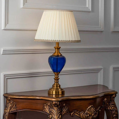 Vintage Table Lamp - Gold & Blue