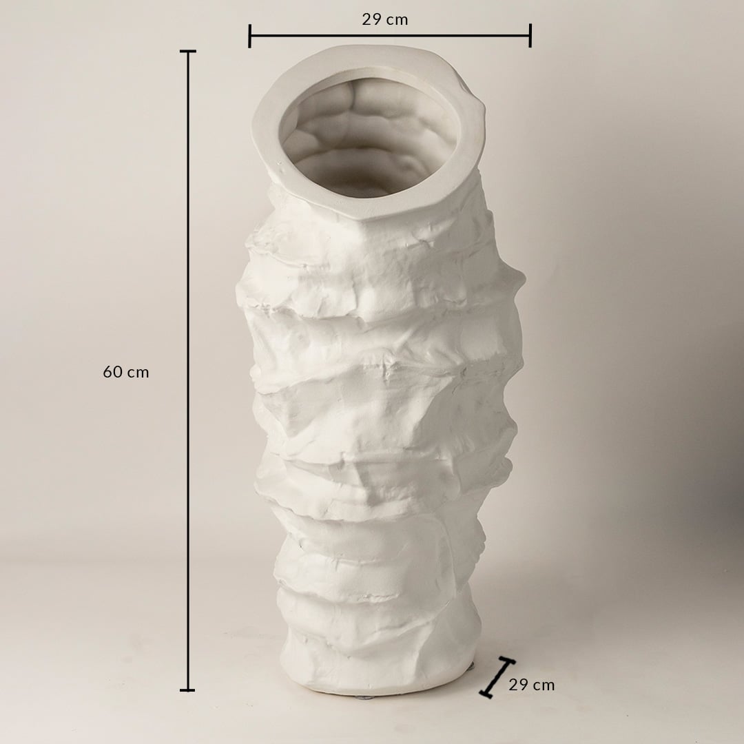 Eclipse white ceramic vase measuring 60 cm in height and 29 cm in width displayed with clear labeled dimensions for visual size reference.