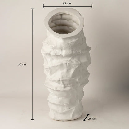Eclipse white ceramic vase measuring 60 cm in height and 29 cm in width displayed with clear labeled dimensions for visual size reference.