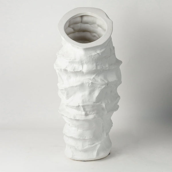 Wavy Rim Table Vase - White