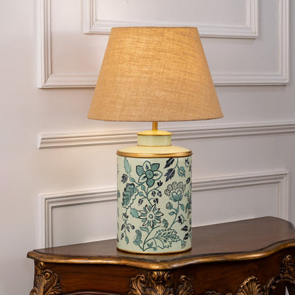 Wild Roses patterned light illuminated on white background showing floral detailing soft light diffusion and charming interior decor style.