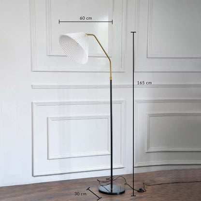Product image showing the floor lamp dimensions 60 cm shade diameter 165 cm height and 30 cm base diameter.