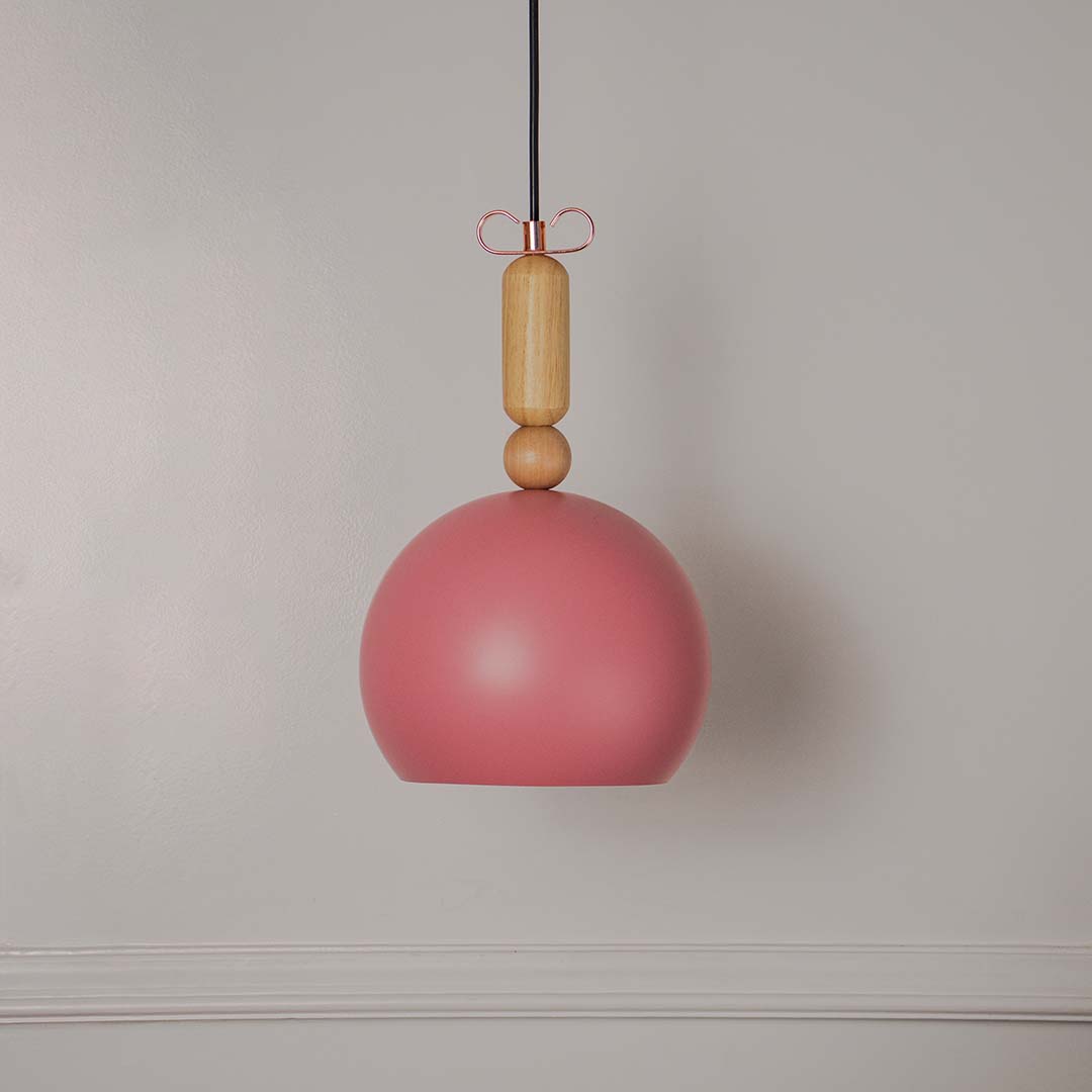 Wood Hanging Light - Pink