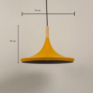 Dimensions of the yellow pendant light 36 cm height and 24 cm width perfect for contemporary dining areas.