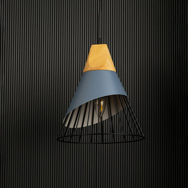 Wooden Pendant Light - Grey