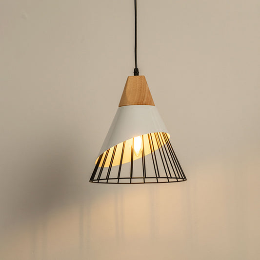 Wooden Pendant Light - White