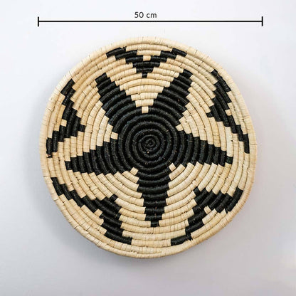 Youthful Flower Handwoven Sabai Grass Hanging Wall Basket Extra Large - Black & Beige