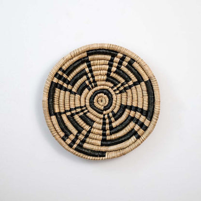 Youthful Flower Handwoven Sabai Grass Hanging Wall Basket Medium - Black & Brown