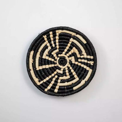 Youthful Flower Handwoven Sabai Grass Hanging Wall Basket Medium - Black